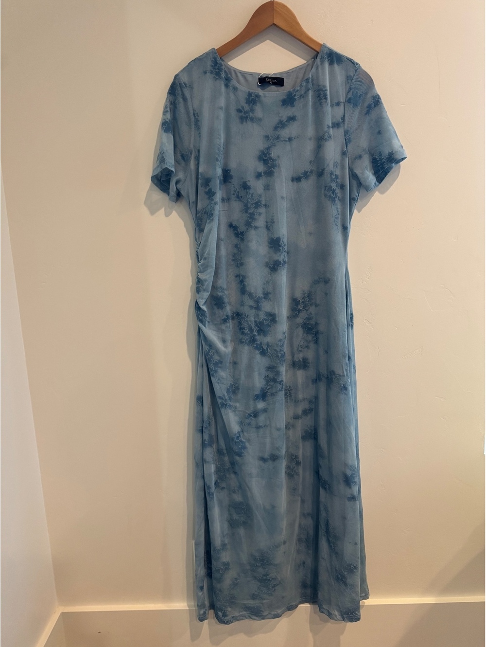 ZESICA Blue Floral Mesh Maxi Dress Size XL NWT